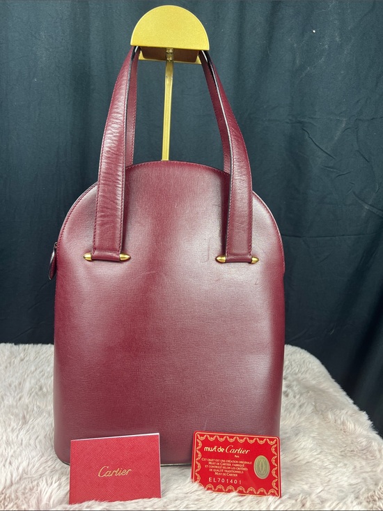 Cartier Handbags - Cartier Must de Cartier Vintage Bordeaux North-South Domed Satchel EUC
